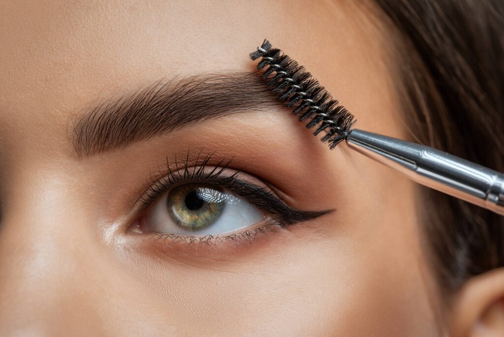 Close-up of a perfectly laminated brow showcasing sleek and defined lines.