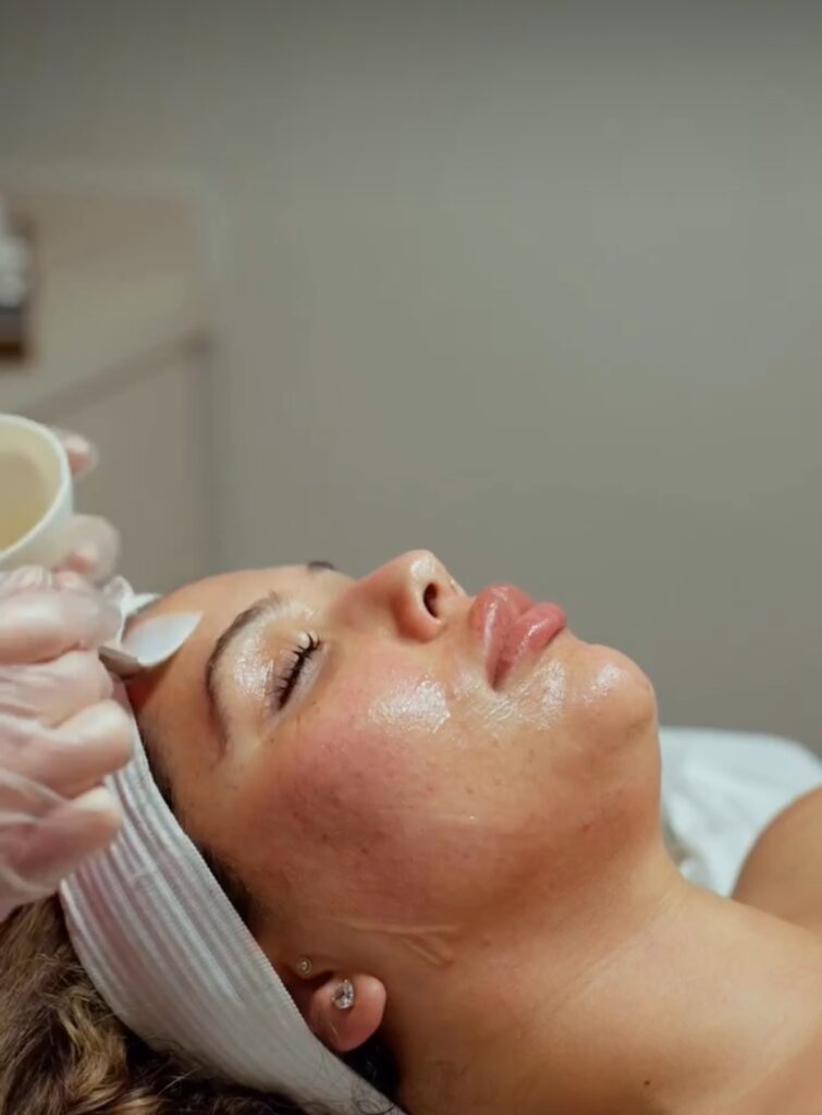 Close-up of a Hydrabrasion treatment.