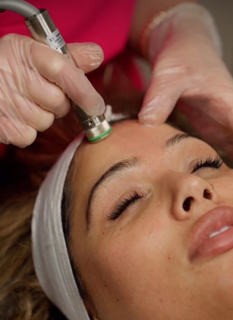 Close-up of a Hydrabrasion treatment.